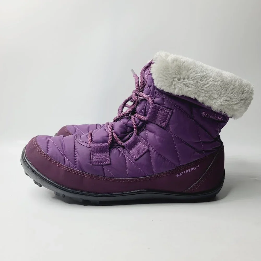 Columbia Women's Purple Minx Shorty BY1334-592 Fur Ankle Winter Boots‎ Size 6